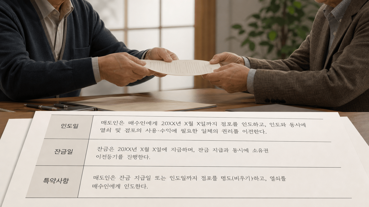 AI 생성 이미지 - 매매계약서의 인도일 조항, 잔금일 조항, 특약 부분을 캡처해 넣으면 독자